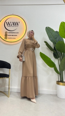 Düğmeli Scuba Elbise - 11