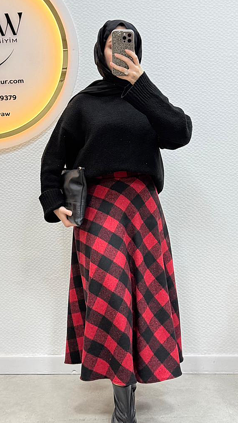 Ekose Etek - Waw Tesettür