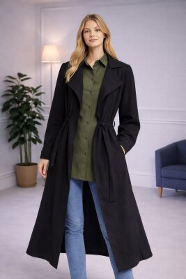 Fırsat Ürünü - Belden Bağlamalı Kap - Lekeli - Waw Tesettür