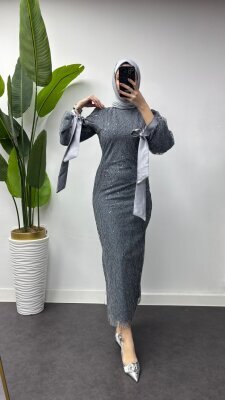 Fırsat Ürünü - Nilüfer Abiye - Pulları Dökük - Waw Tesettür