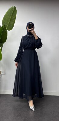 Fırsat Ürünü - Taşlı Şifon - Yırtık / Kemersiz - Waw Tesettür