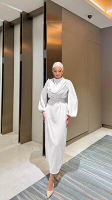 Fırsat Ürünü - Yakası Taşlı Elisa - Lekeli / Kemersiz - Waw Tesettür