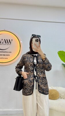 İpli Etnik Desen Ceket - Waw Tesettür