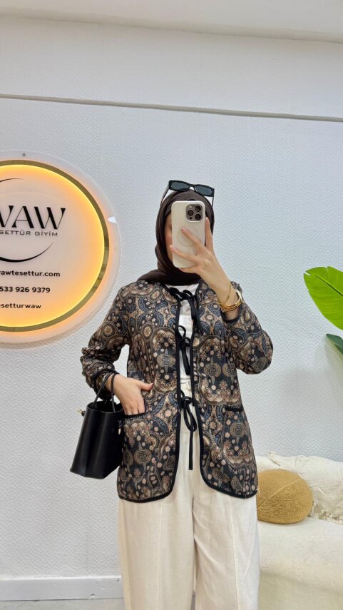 İpli Etnik Desen Ceket - 1