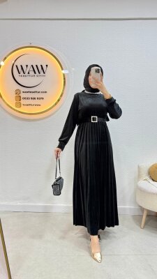 1 AL 1 BEDAVA - Kadife Piliseli Elbise - 3