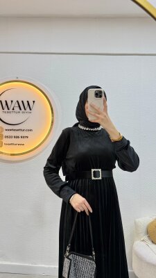 1 AL 1 BEDAVA - Kadife Piliseli Elbise - 4