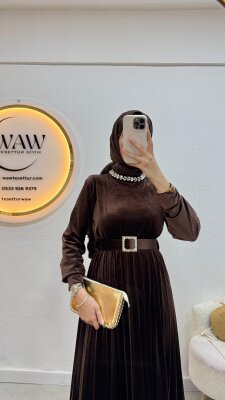 1 AL 1 BEDAVA - Kadife Piliseli Elbise - 6