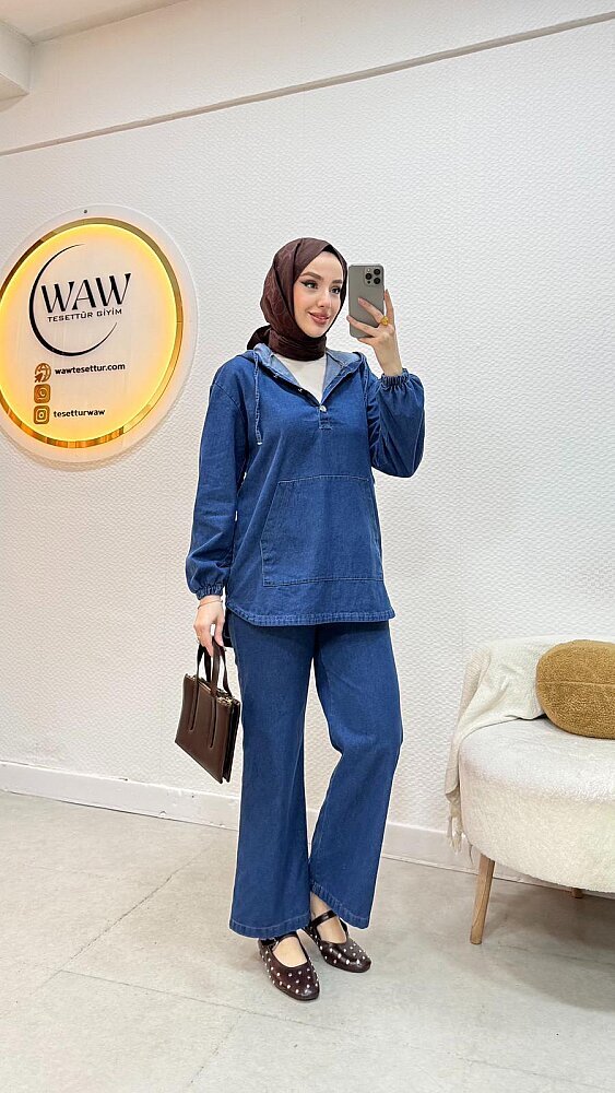 Kapüşonlu Kot Takım  - 6