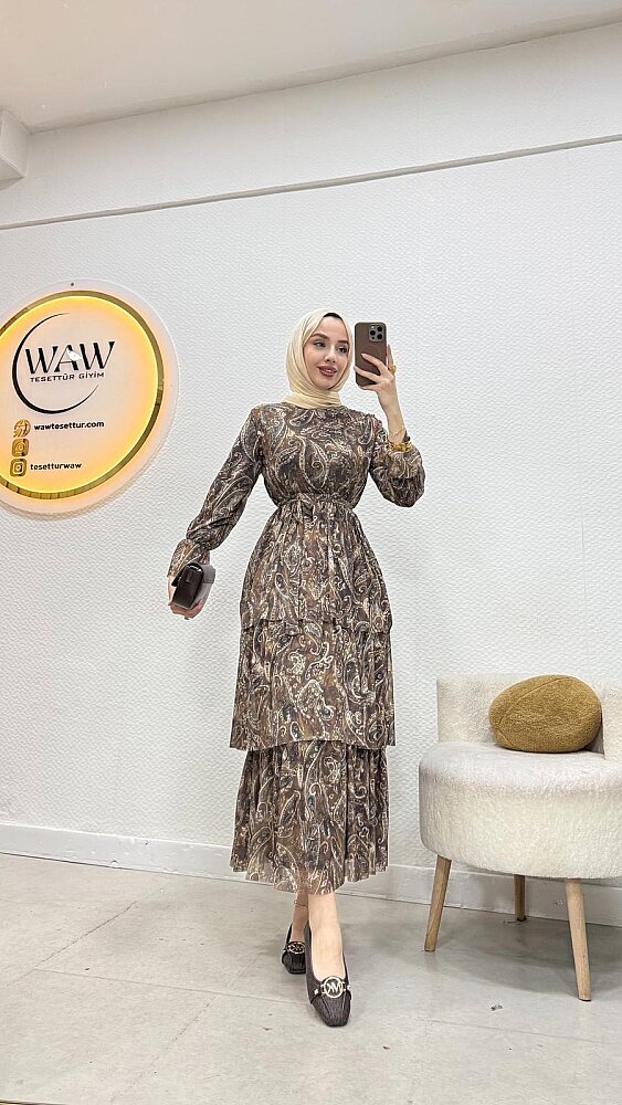 Kat Kat Şifon Elbise - 5