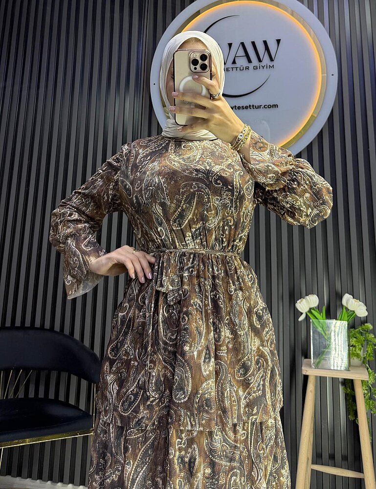Kat Kat Şifon Elbise - 6