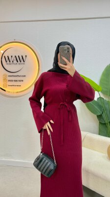 Klasik Balıkçı Yaka Triko Elbise - Waw Tesettür