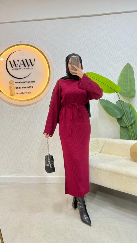 Klasik Balıkçı Yaka Triko Elbise - 2