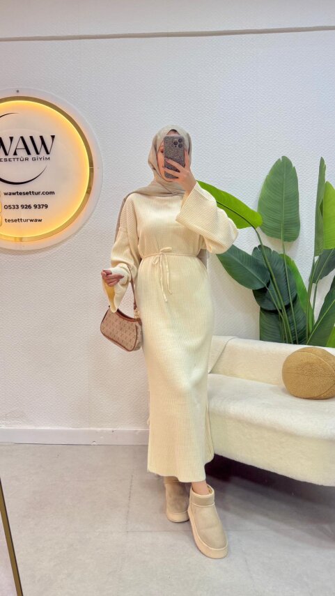 Klasik Balıkçı Yaka Triko Elbise - 6