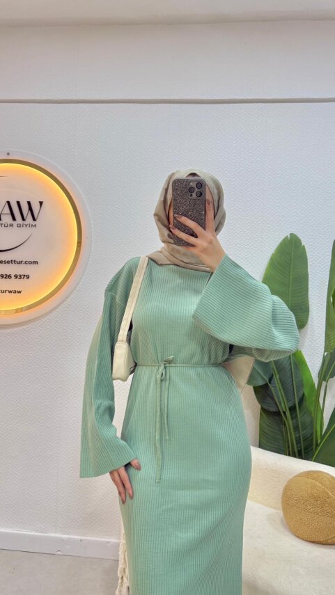 Klasik Balıkçı Yaka Triko Elbise - 7