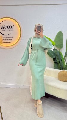 Klasik Balıkçı Yaka Triko Elbise - 8