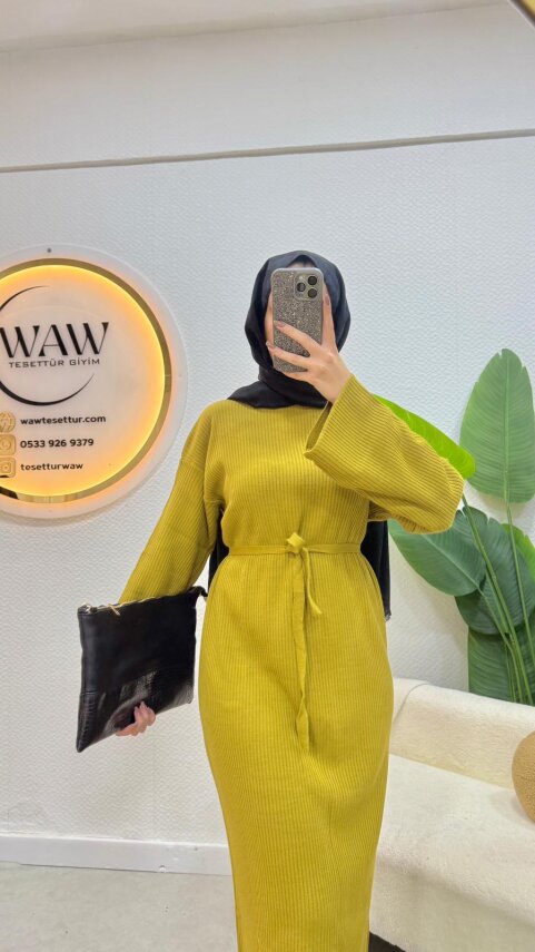 Klasik Balıkçı Yaka Triko Elbise - 9