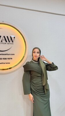 Kobe Saten Şal - Haki - 2