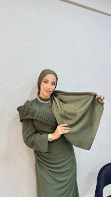 Kobe Saten Şal - Haki - 1