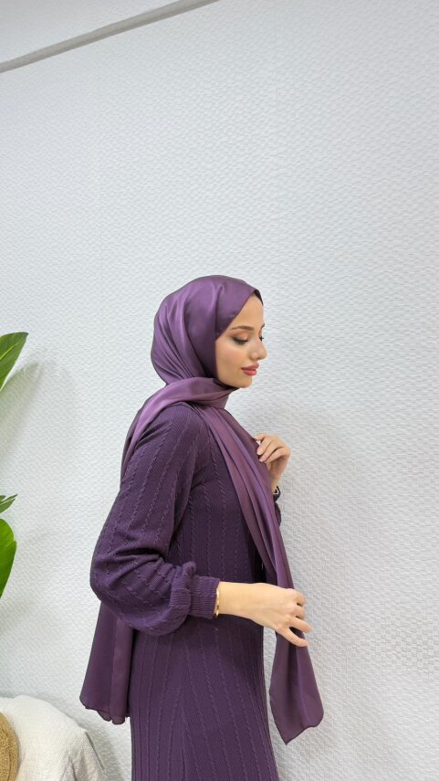 Kobe Saten Şal - Mor - Waw Tesettür