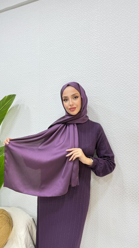 Kobe Saten Şal - Mor - 2