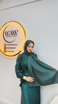 Kobe Saten Şal - Zümrüt - 2