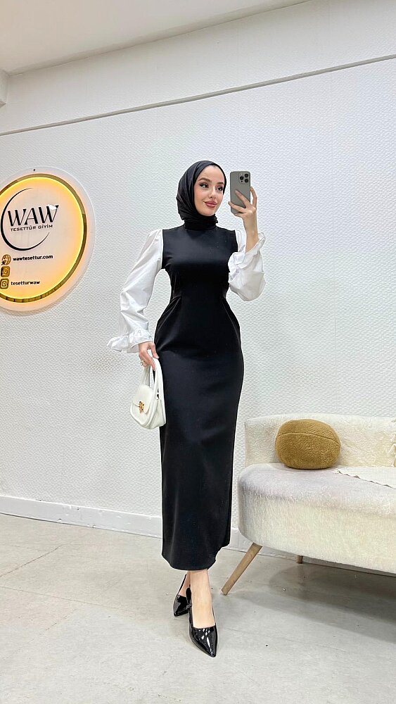 1 AL 1 BEDAVA - Kolları Volanlı Elbise - 2