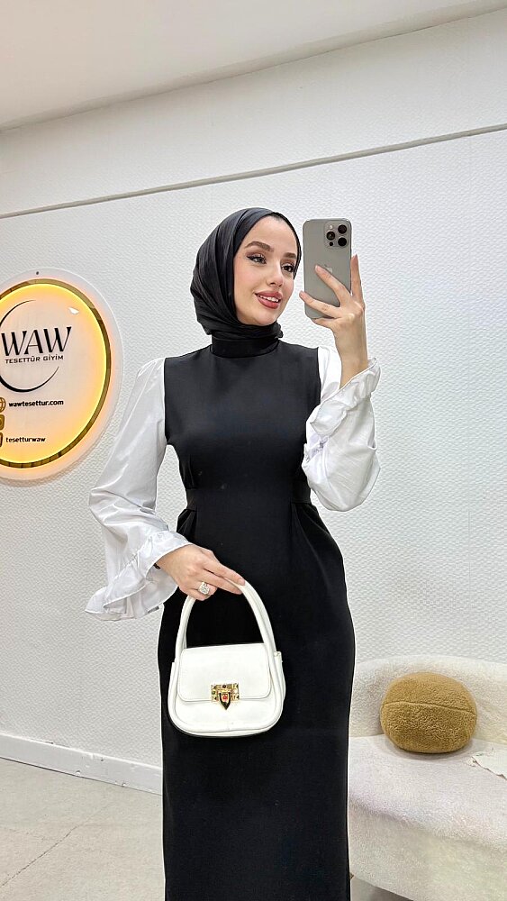 1 AL 1 BEDAVA - Kolları Volanlı Elbise - 3