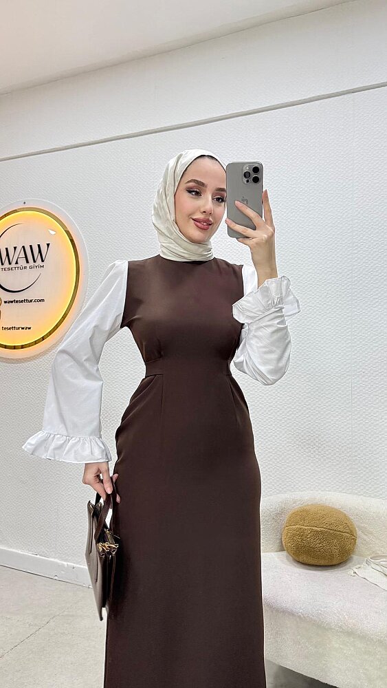 1 AL 1 BEDAVA - Kolları Volanlı Elbise - 8