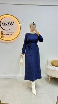 Omuzu Düğmeli Taşlı Elbise 1 AL 1 BEDAVA - Waw Tesettür