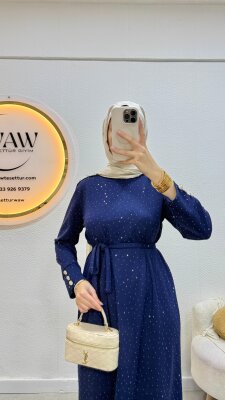 Omuzu Düğmeli Taşlı Elbise 1 AL 1 BEDAVA - 2