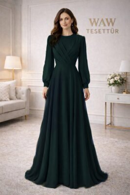 Önü Çapraz Şifon Abiye - Şal Hediyeli - 3