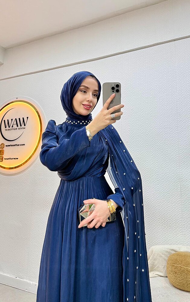 1 AL 1 BEDAVA - Önü Çapraz Taşlı Abiye - 5