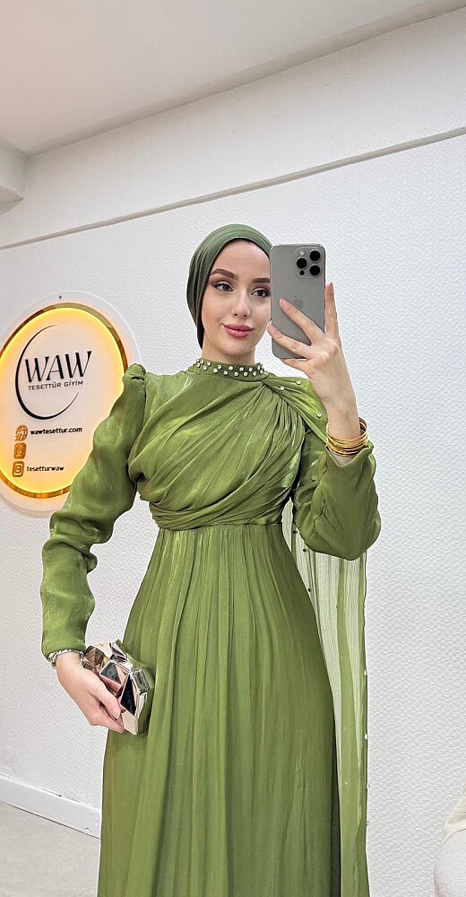 1 AL 1 BEDAVA - Önü Çapraz Taşlı Abiye - 7