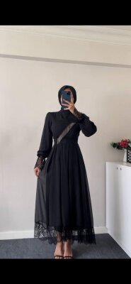 Önü Taşlı Şifon Abiye - Waw Tesettür