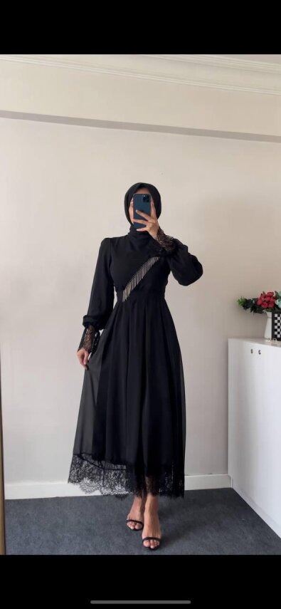 Önü Taşlı Şifon Abiye - 2