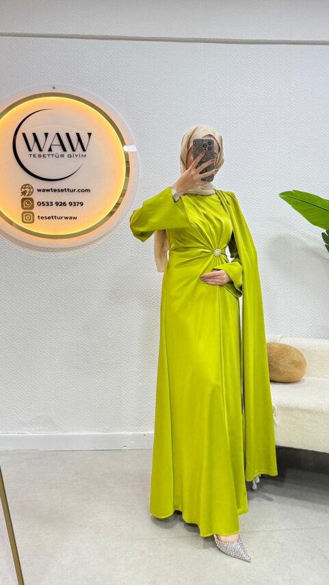 1 AL 1 BEDAVA - Pelerinli Saten Abiye - 5