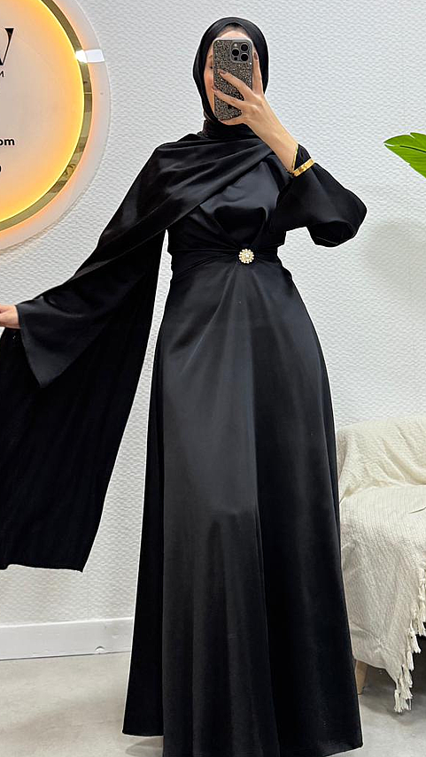 1 AL 1 BEDAVA - Pelerinli Saten Abiye - Waw Tesettür