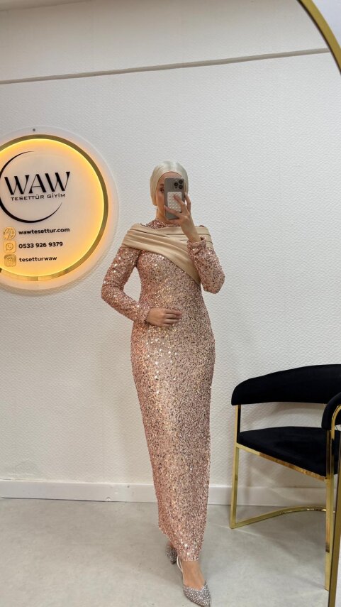 1 AL 1 BEDAVA - Pırıltı Abiye Elbise - 6