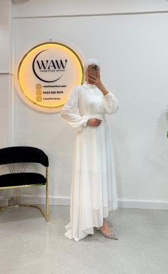 Kuyruklu Nikah Elbisesi - Waw Tesettür
