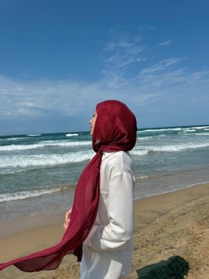 Sofya Abiye Şal - Bordo - 2