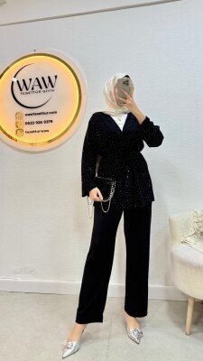 1 AL 1 BEDAVA - Taşlı Kimono Takım - 3