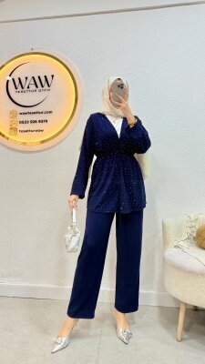 1 AL 1 BEDAVA - Taşlı Kimono Takım - 7