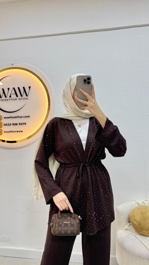1 AL 1 BEDAVA - Taşlı Kimono Takım - 2