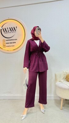 1 AL 1 BEDAVA - Taşlı Kimono Takım - 5