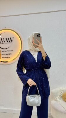 1 AL 1 BEDAVA - Taşlı Kimono Takım - 8