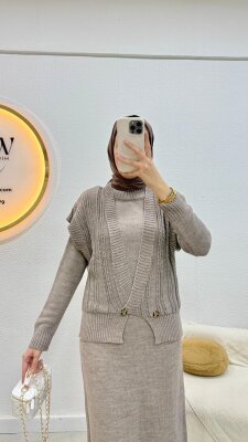 1 AL 1 BEDAVA - Yelekli Triko Takım - Waw Tesettür