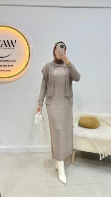 Yelekli Triko Takım - Waw Tesettür